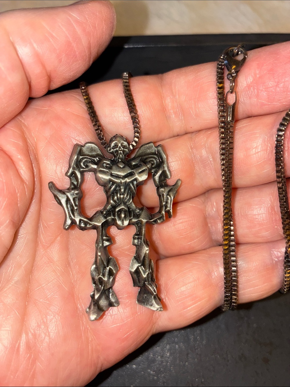Robot Pendant Necklace - Gunmetal Finish